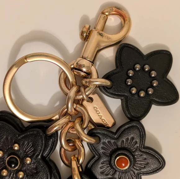 Rare COACH Wildflower Mix Floral Leather Bag Charm - Picture 3 of 7